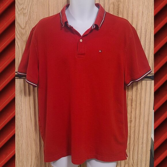 Tommy Hilfiger Red Pique Polo Shirt XL – Classic Fit - Picture 1 of 13